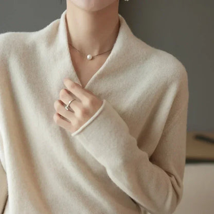 Clara Wool V-Neck Sweater – Refined Knitwear for Timeless Layering