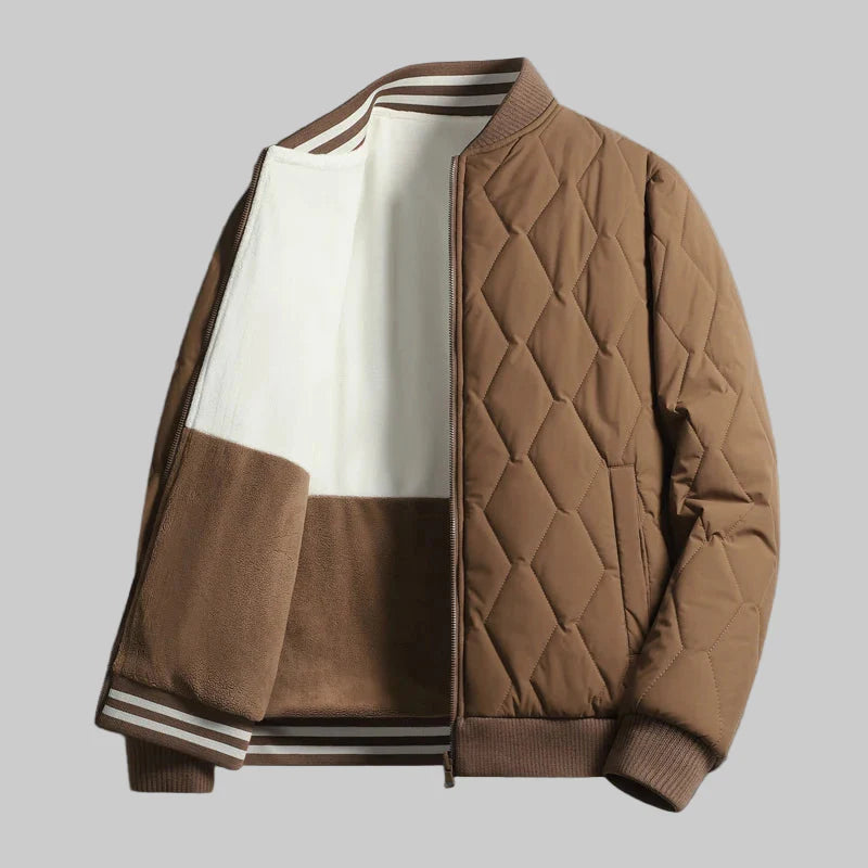 Álvaro Men’s Quilted Bomber Jacket – Contrast Panel Structured Fit Jacket