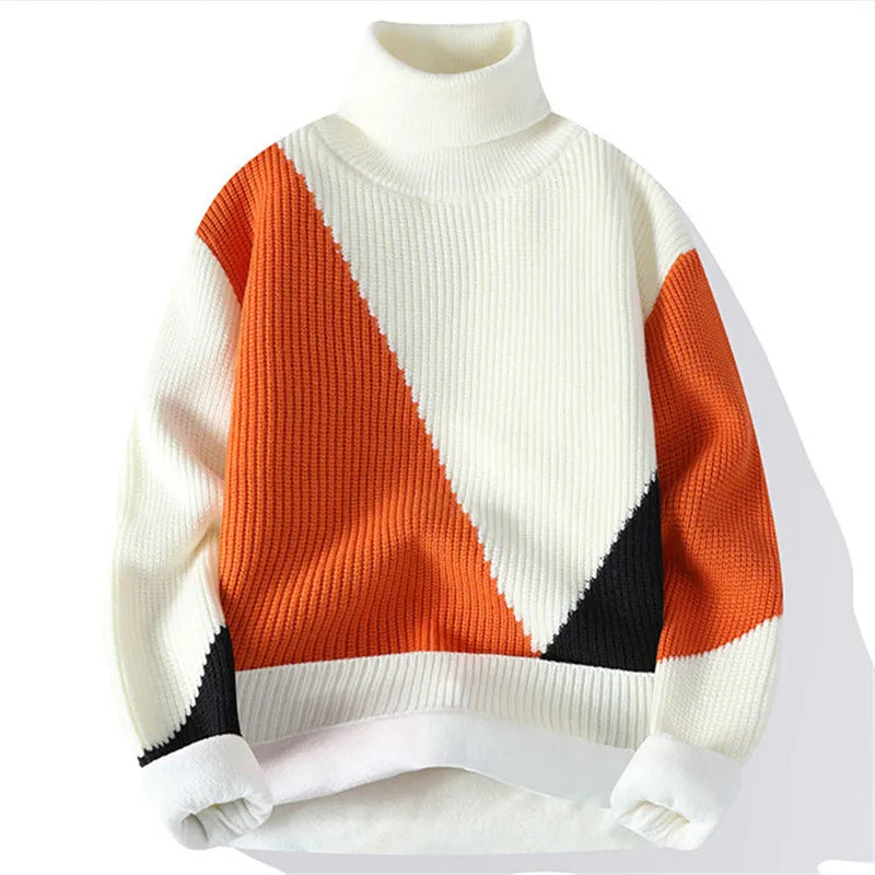 Leonardo Men’s Turtleneck Sweater – Fleece-Lined Wool Knit Pullover