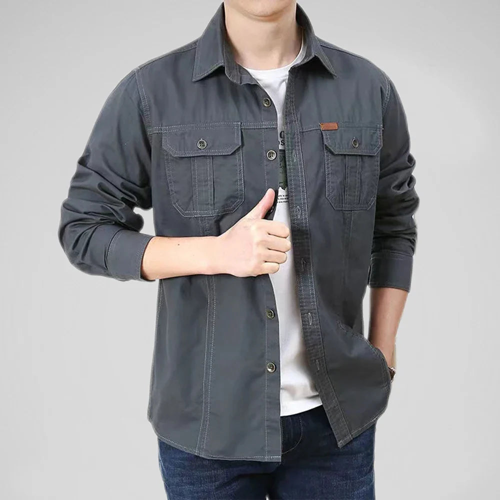 Rafael Men’s Cotton Shirt – Double-Stitched Outdoor Button-Up Shirt