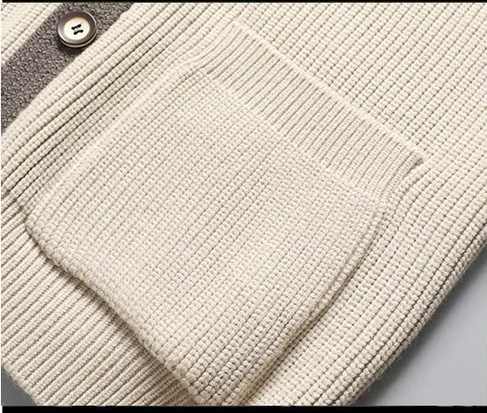 Diego Men’s Cardigan – Two-Tone Button-Up Knit Cardigan