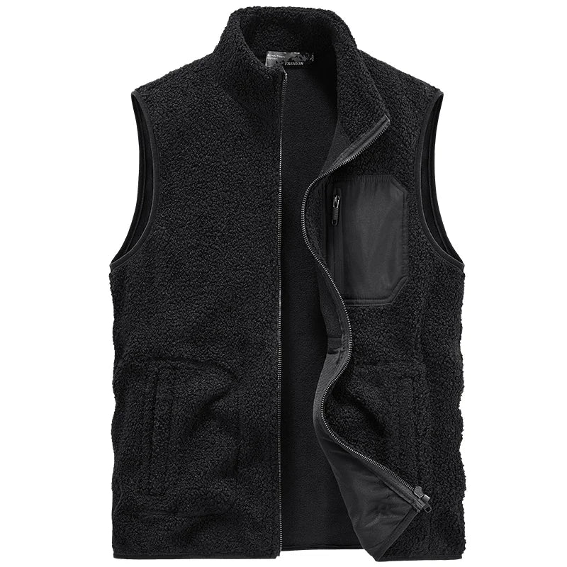 Giardino Men’s Sherpa Fleece Vest – Thick Warm Fleece with Utility Pockets