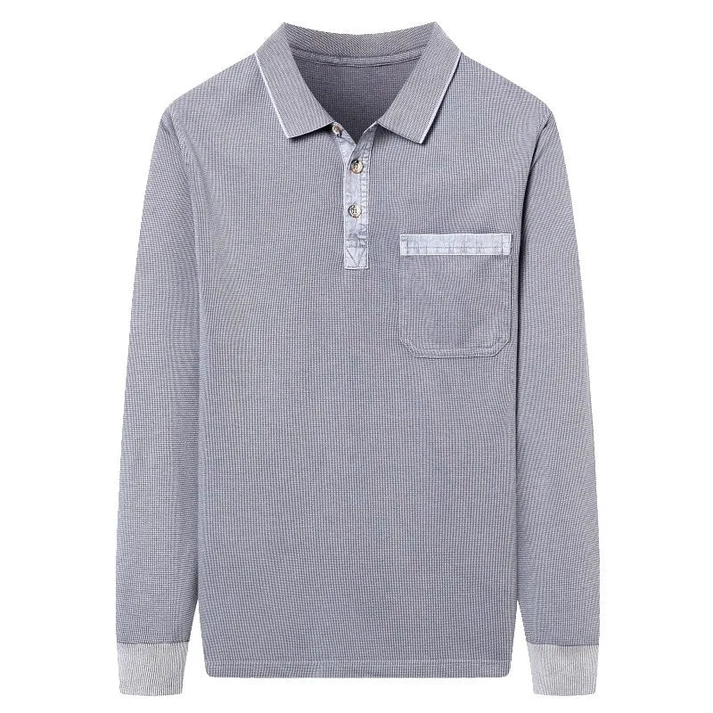 Warren Men’s Long Sleeve Polo – Cotton Shirt with Chest Pocket