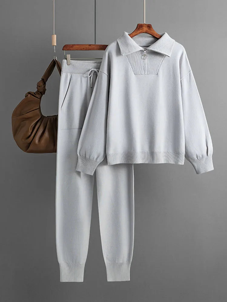 Kristel Women’s Knit Lounge Set – Cotton Blend Pullover & Joggers