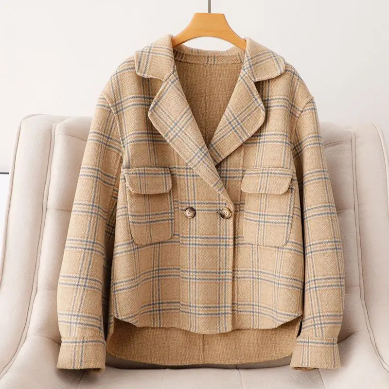Madeline Women’s Plaid Wool Jacket – Double-Sided Heritage Cut Woolen Jacket