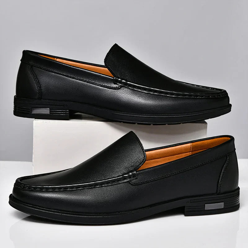 Davide Men’s Leather Loafers – Genuine Leather Slip-On Shoes with Cushioned Insole