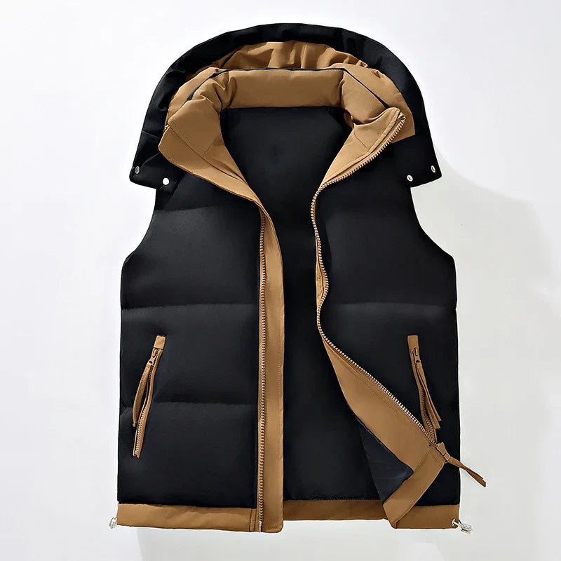 James Men’s Puffer Vest – Insulated Water-Resistant Gilet with Detachable Hood