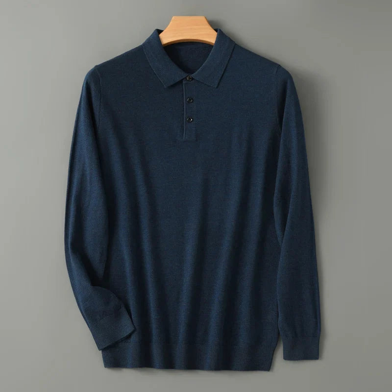 Ethan Men’s Merino Wool Polo Sweater – Classic Knit for Layering