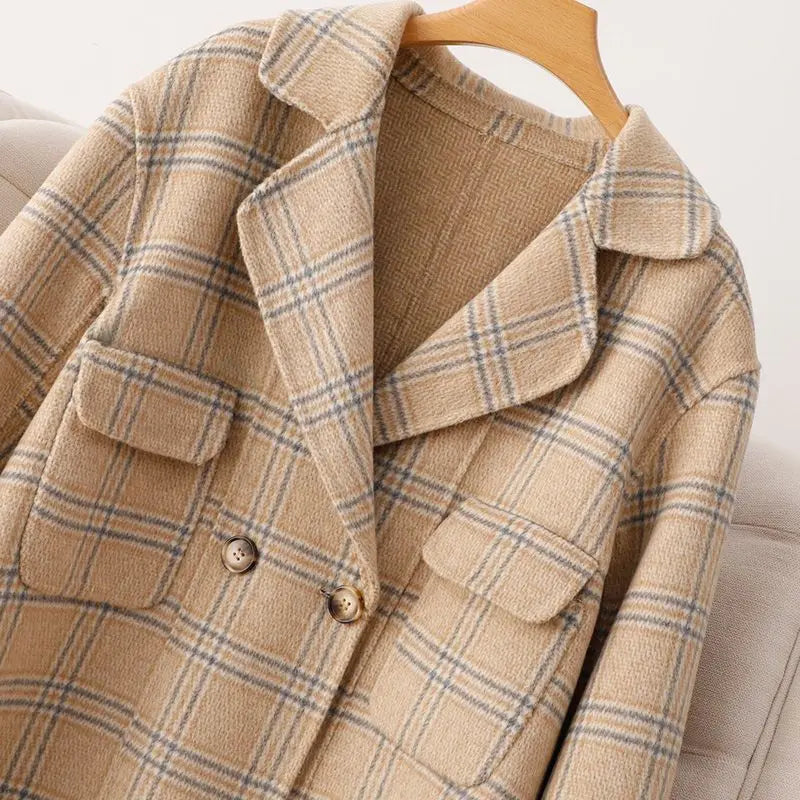 Madeline Women’s Plaid Wool Jacket – Double-Sided Heritage Cut Woolen Jacket