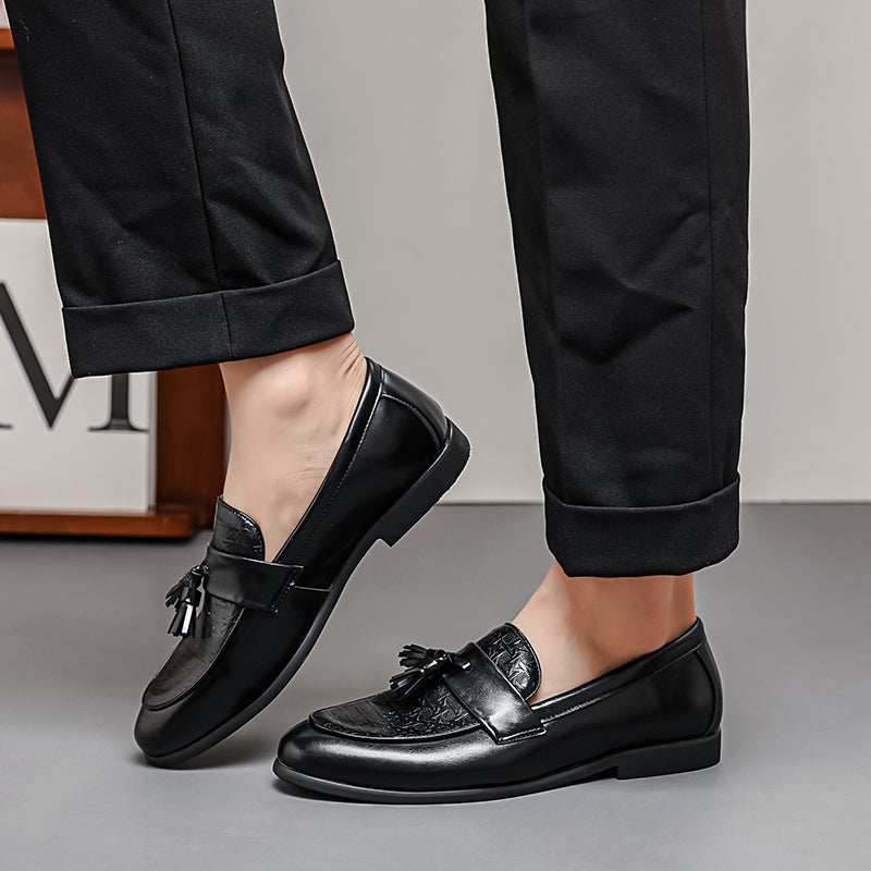 Pietro Men’s Slip-On Loafers – Premium Leather Tassel Shoes with Cushioned Insole