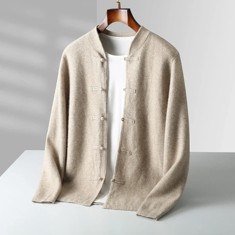Houston Men’s Cardigan – Lightweight Stand-Collar Knit Sweater