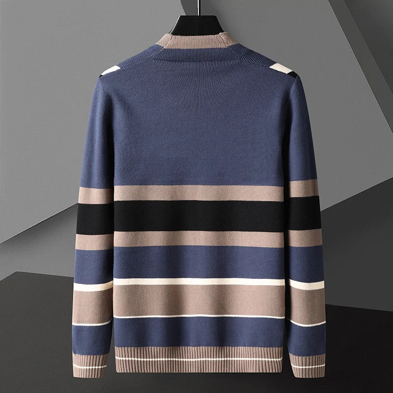 Marnix Men’s Knit Cardigan – Wool Blend with Vertical Stripe Design