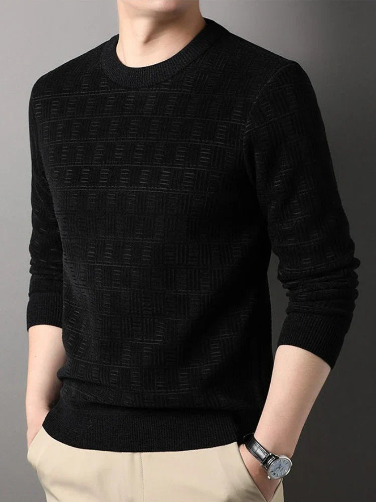 Fabio Men’s Knit Sweater – Soft Textured Crew Neck Jumper