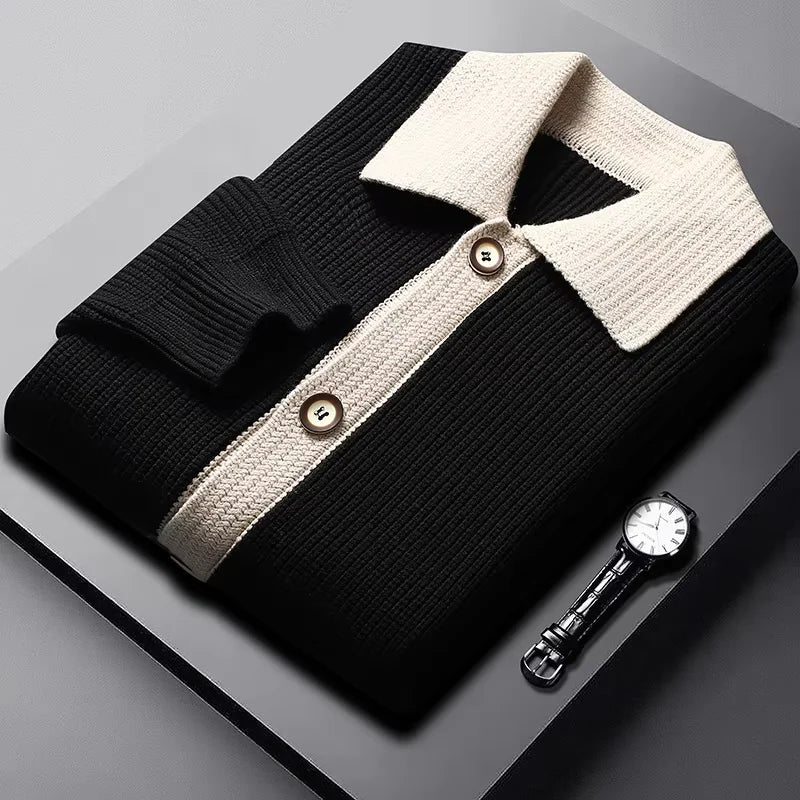 Diego Men’s Cardigan – Two-Tone Button-Up Knit Cardigan