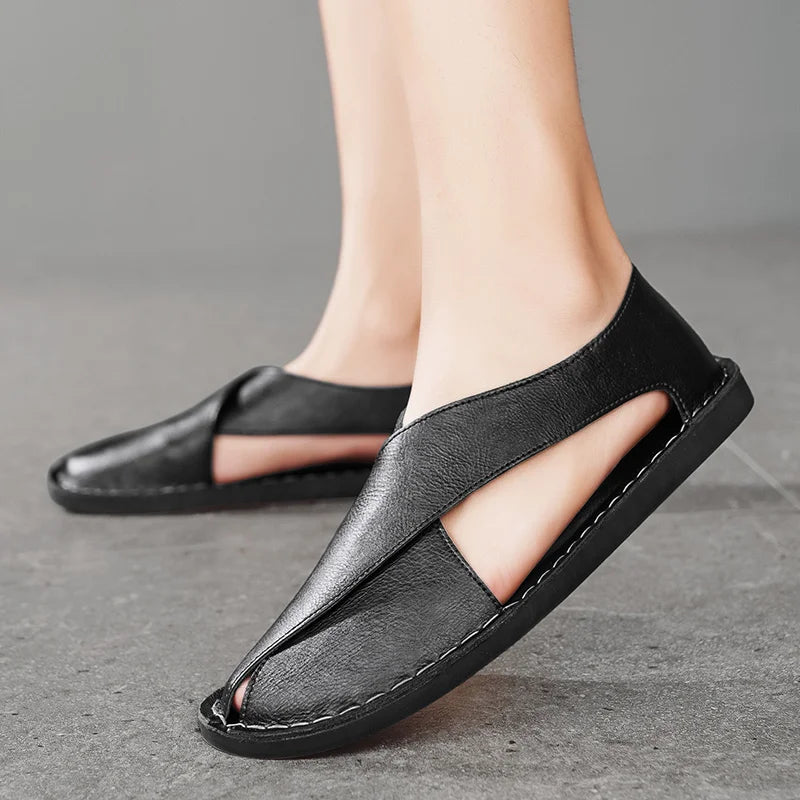 Arnelio Italian Calfskin Crossover Sandals – Premium Leather Summer Wear