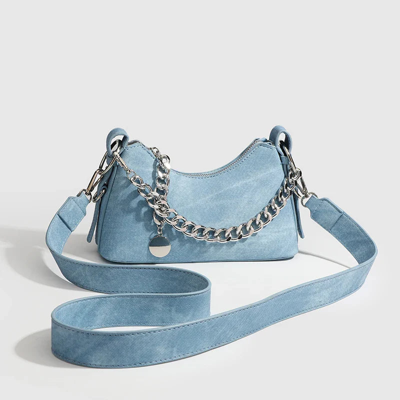 Melinda Women’s Shoulder Bag – Washed Denim Lightweight Handbag