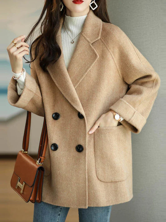 Elara Women’s Trench Coat – Double-Breasted Wool Blend with Tailored Fit