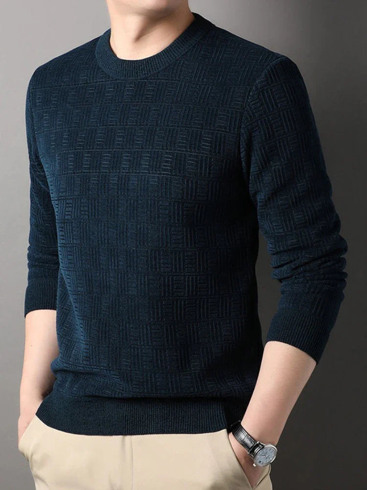 Fabio Men’s Knit Sweater – Soft Textured Crew Neck Jumper