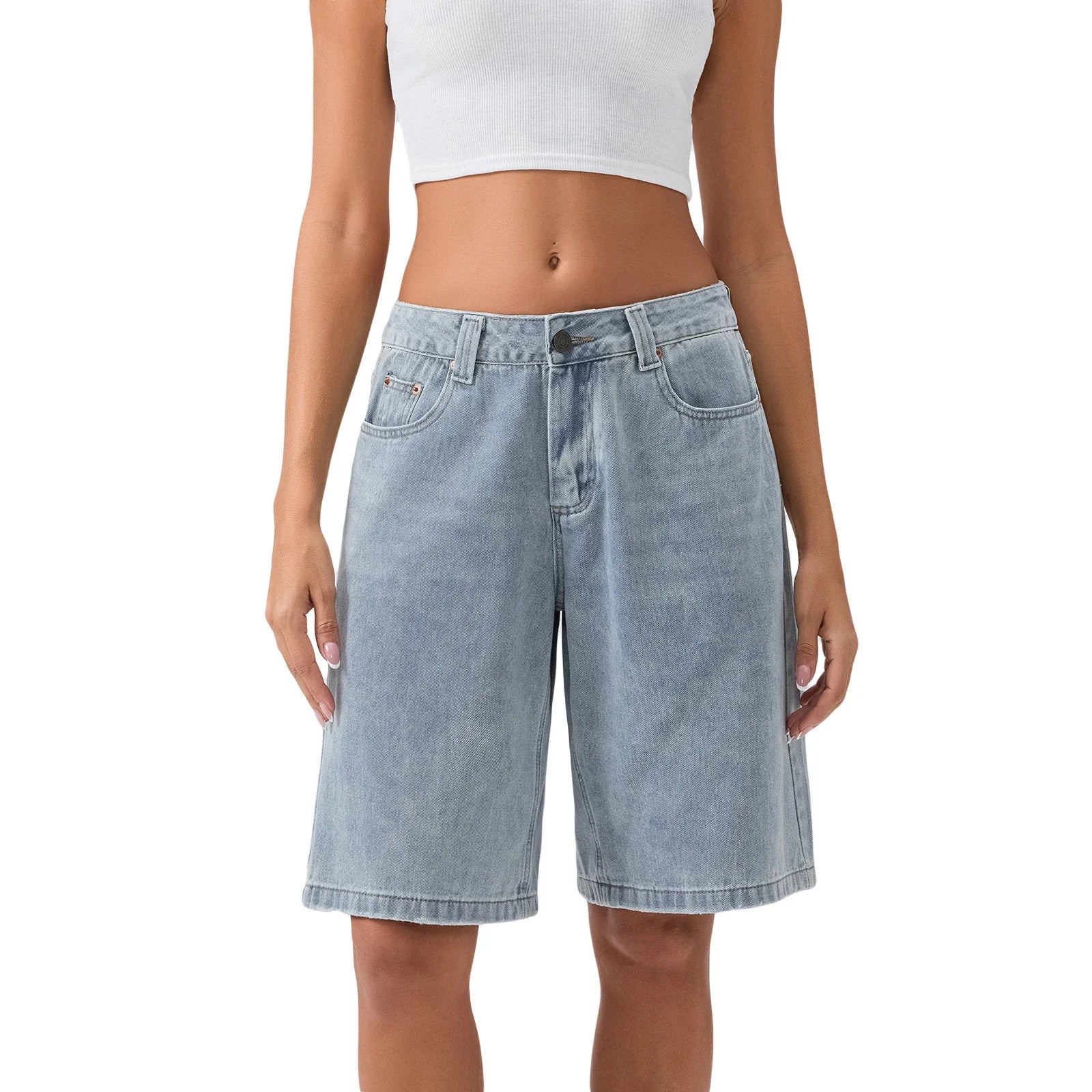 Elio Vintage Washed Denim Jean Shorts – Retro Casual Fit Low Rise Shorts