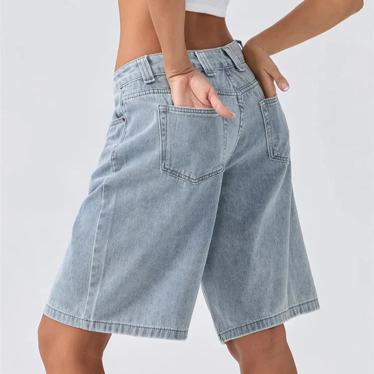 Elio Vintage Washed Denim Jean Shorts – Retro Casual Fit Low Rise Shorts