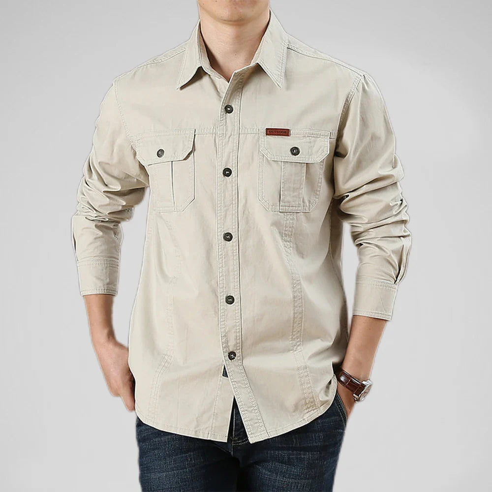 Rafael Men’s Cotton Shirt – Double-Stitched Outdoor Button-Up Shirt