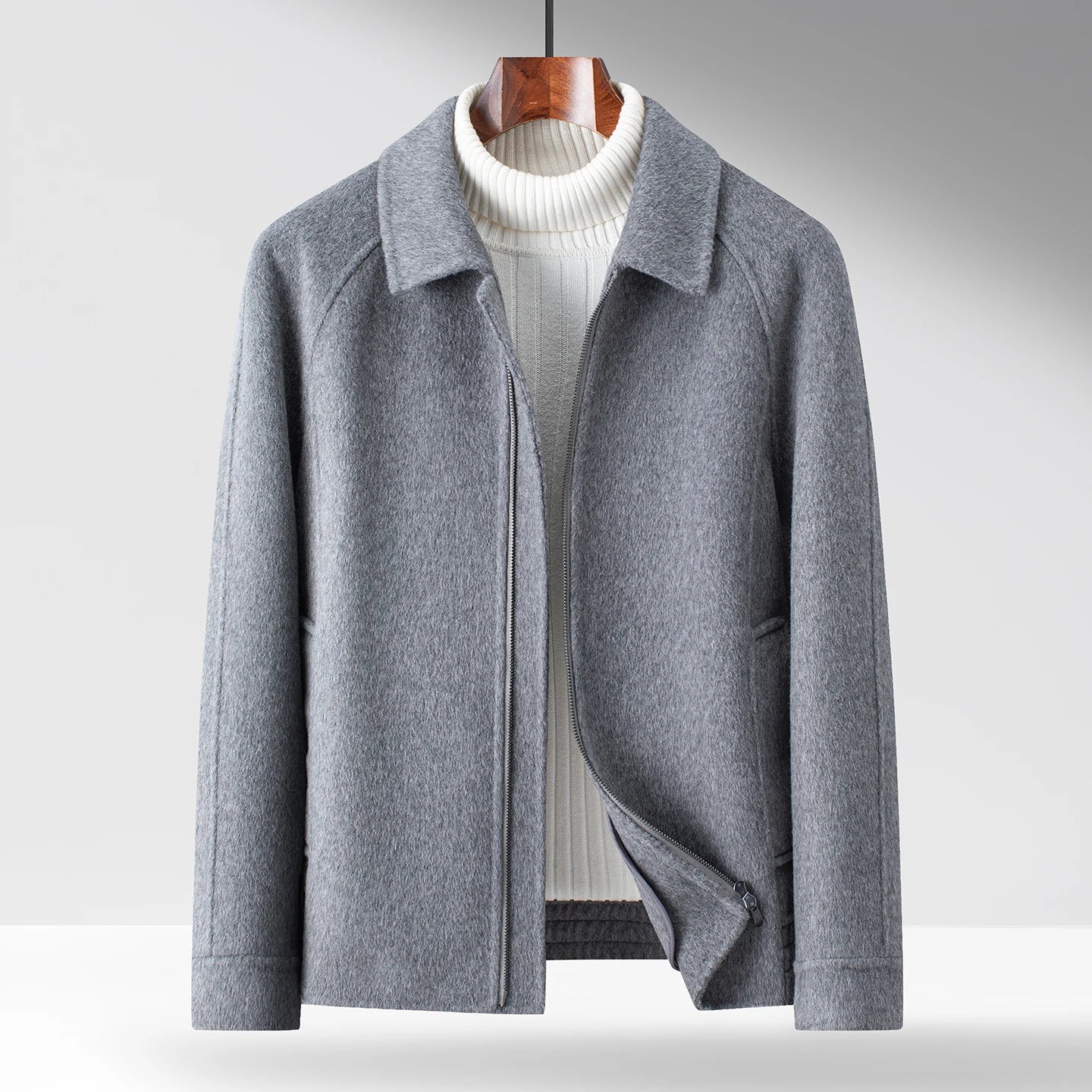 Hadrian Men’s Wool Coat – Soft Wool-Blend Zip-Up Jacket