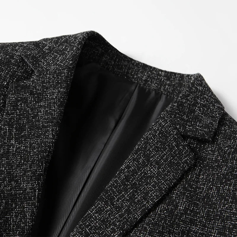 Marzio Men’s Blazer – Textured Tailored Jacket with Two-Button Design
