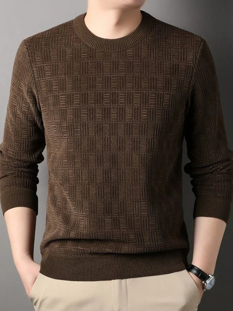 Fabio Men’s Knit Sweater – Soft Textured Crew Neck Jumper