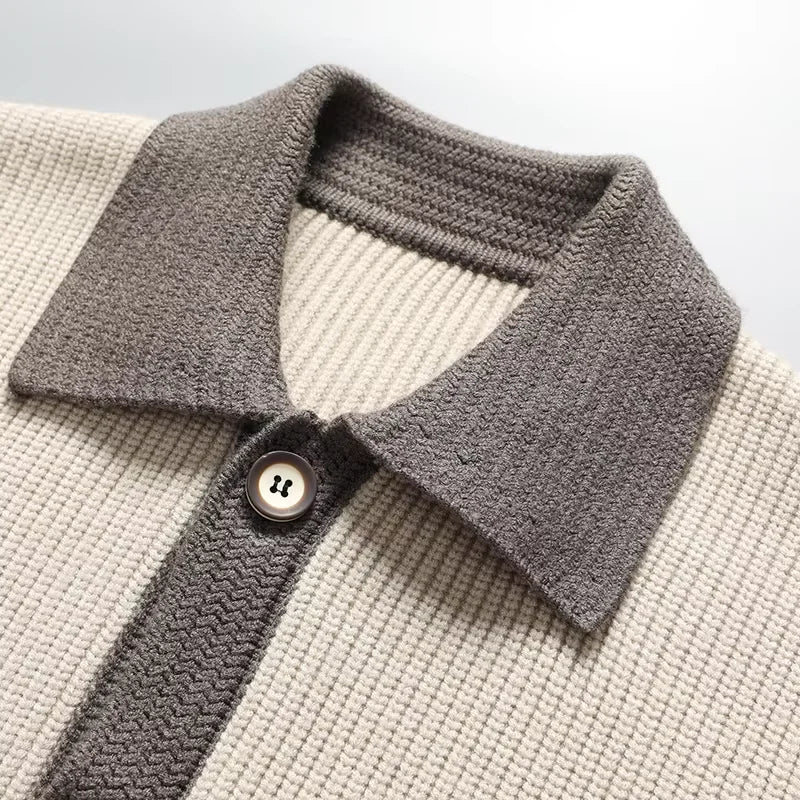 Diego Men’s Cardigan – Two-Tone Button-Up Knit Cardigan