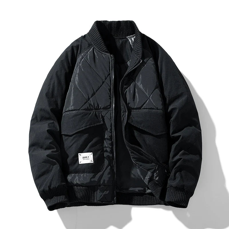 Kingsmere Men’s Quilted Bomber Jacket – Insulated Diamond-Pattern Jacket