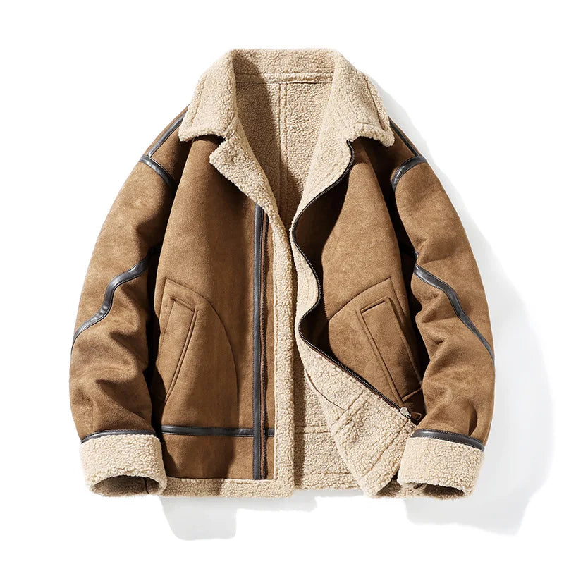 Tomás Men’s Shearling Coat – Plush Lined Suede Finish Jacket
