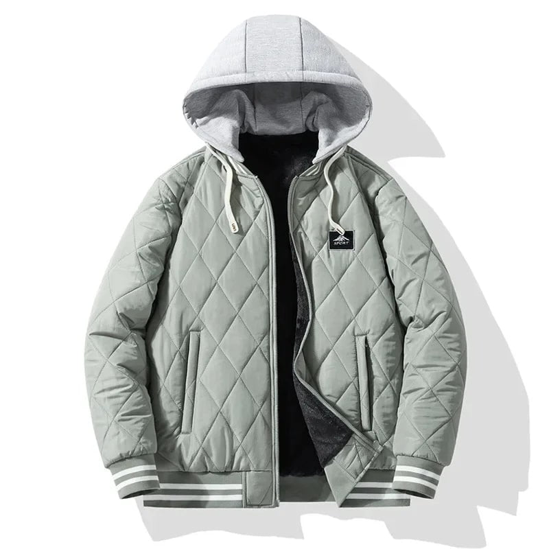 Jaime Men's Quilted Hooded Jacket – Regular Fit Cotton Padded Jacket