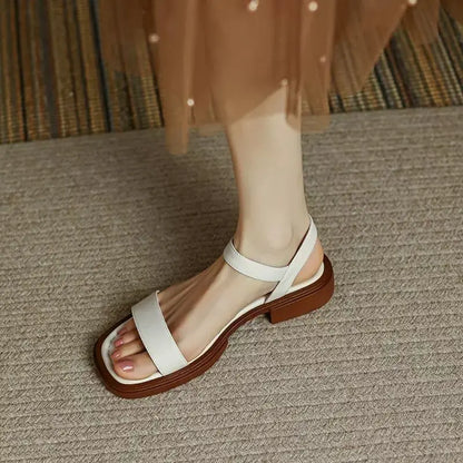 Maeve Women’s Leather Sandals – Minimalist Slip-On Flats for Everyday Comfort