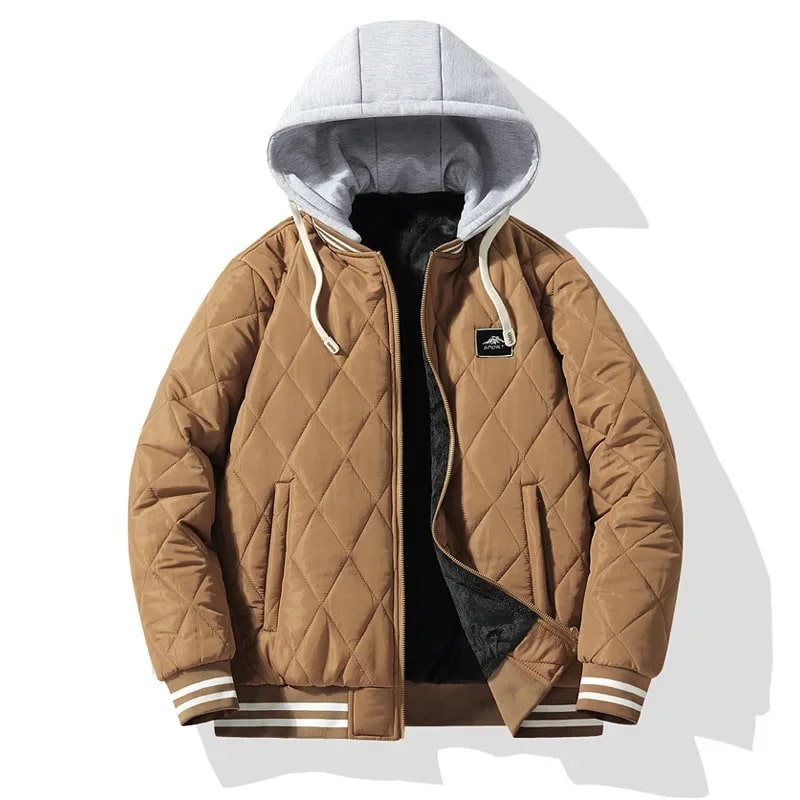 Jaime Men's Quilted Hooded Jacket – Regular Fit Cotton Padded Jacket