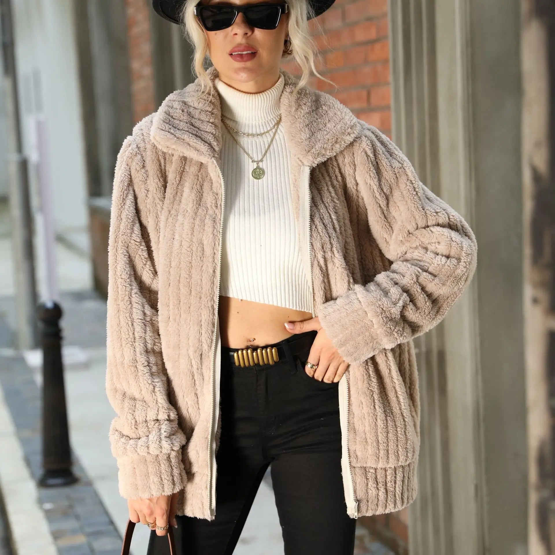 Saphina Women's Fur Jacket – Soft Plush Fur Outerwear