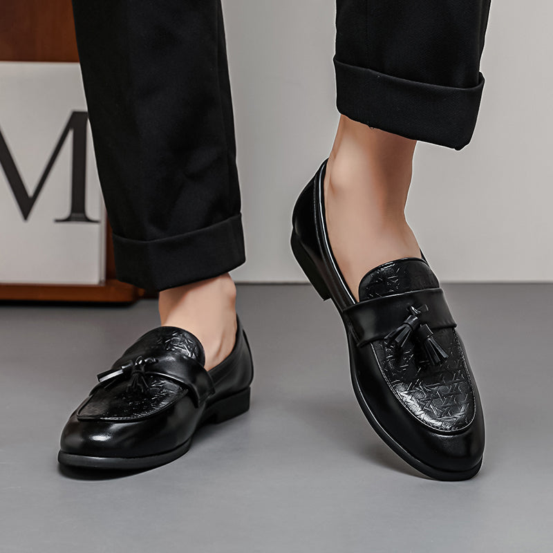 Pietro Men’s Slip-On Loafers – Premium Leather Tassel Shoes with Cushioned Insole