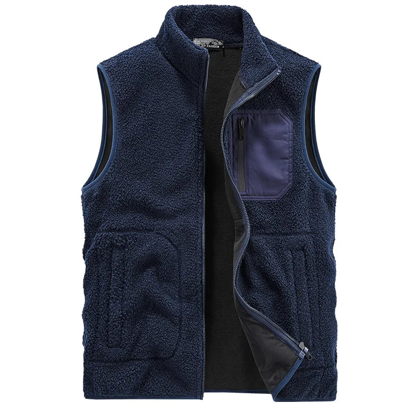 Giardino Men’s Sherpa Fleece Vest – Thick Warm Fleece with Utility Pockets
