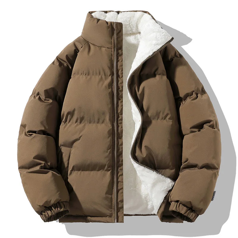 Alarico Men’s Winter Jacket – Cotton-Blend Fleece-Lined  High Neck Puffer Jacket