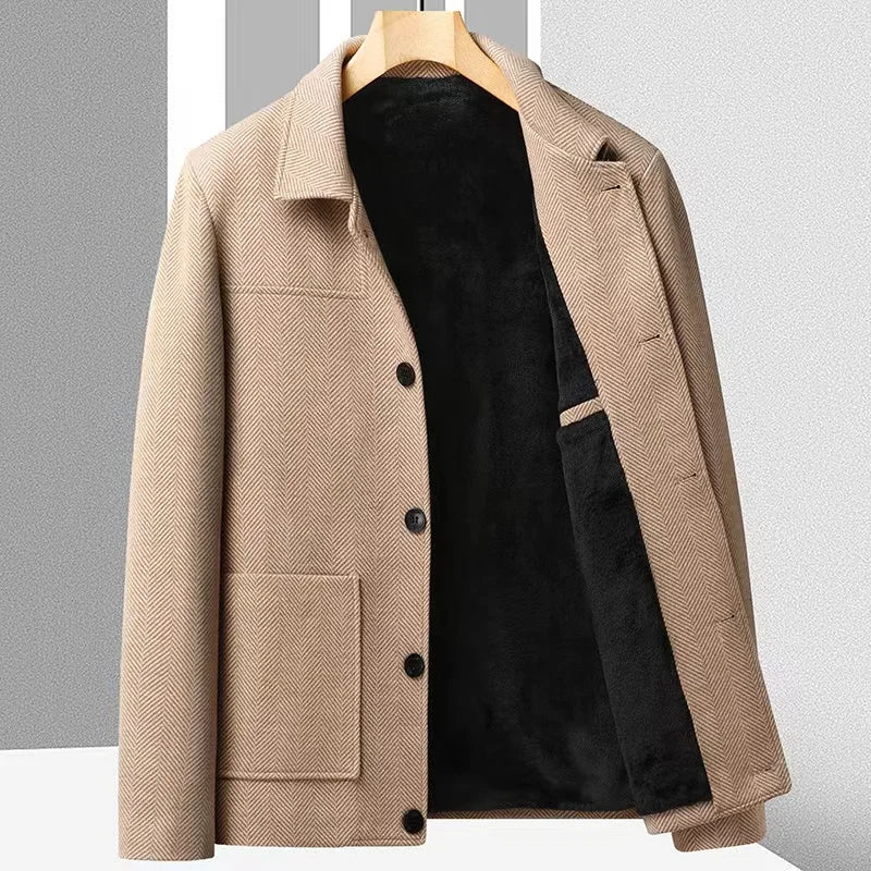 Zurich Men’s Herringbone Short Coat – Wool Blend Tailored Jacket