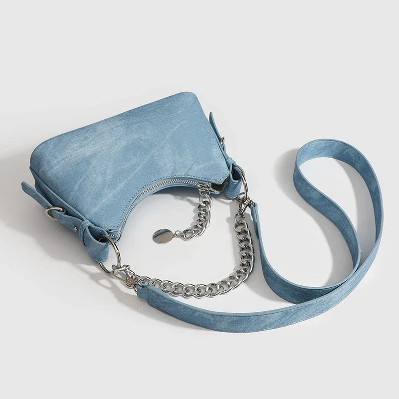 Melinda Women’s Shoulder Bag – Washed Denim Lightweight Handbag
