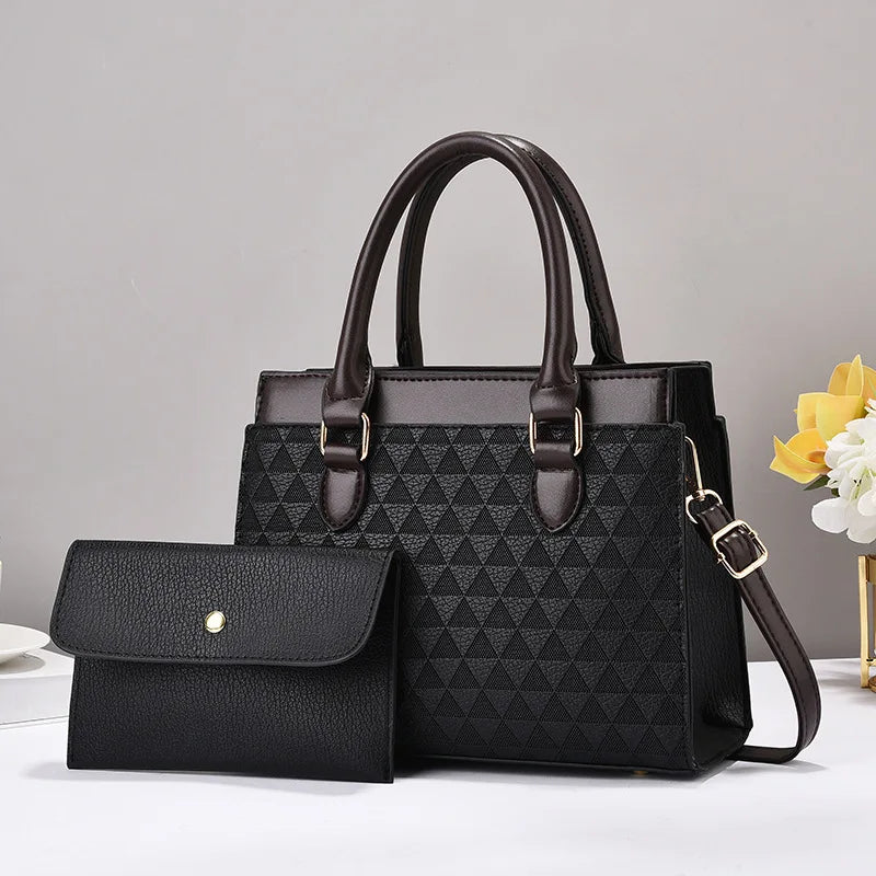 Vittoria Women’s Handbag – Textured Leather Structured Bag with Gold Hardware
