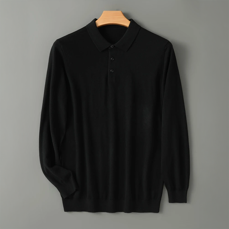 Ethan Men’s Merino Wool Polo Sweater – Classic Knit for Layering