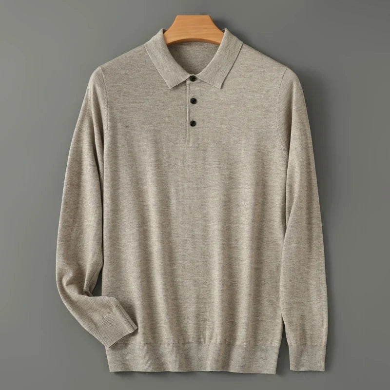 Ethan Men’s Merino Wool Polo Sweater – Classic Knit for Layering
