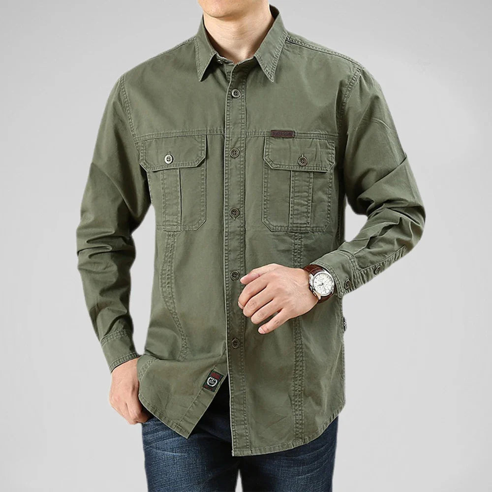 Rafael Men’s Cotton Shirt – Double-Stitched Outdoor Button-Up Shirt