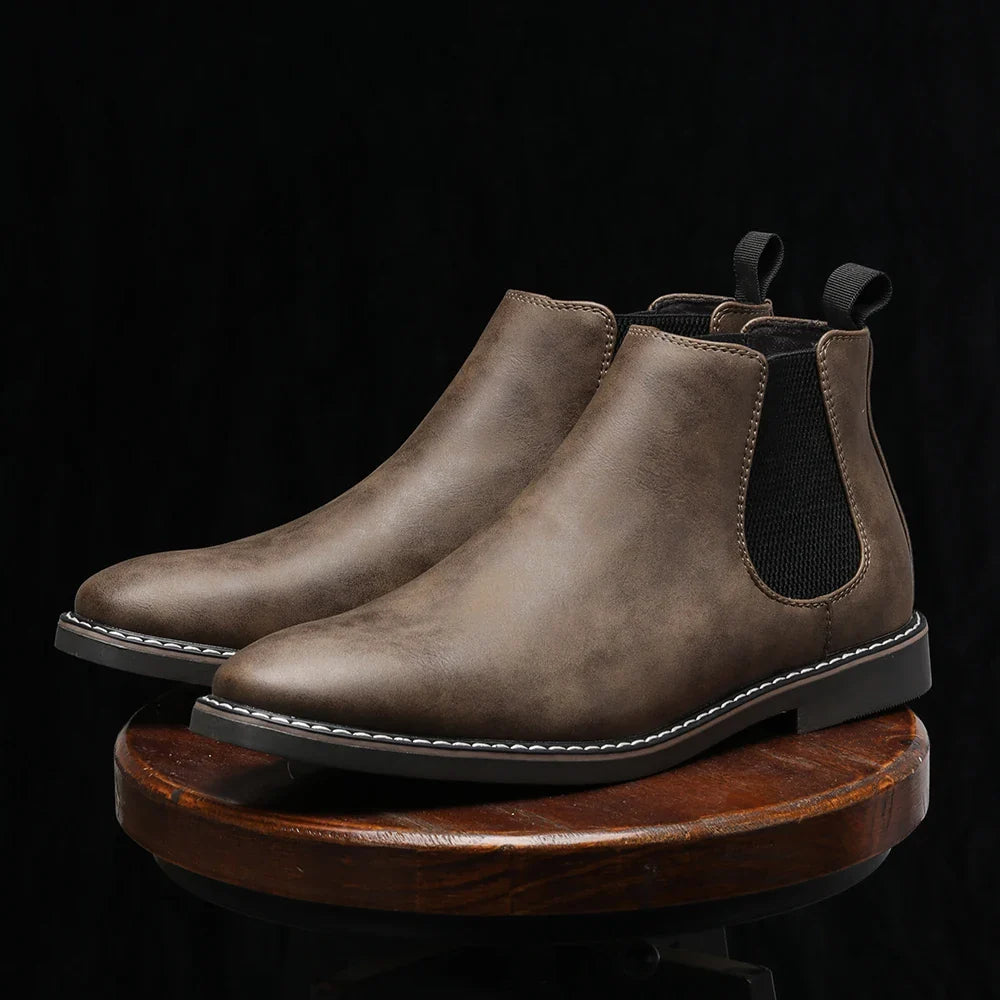 Francesco Men’s Leather Chelsea Boots – Full-Grain Leather with Cushioned Insole
