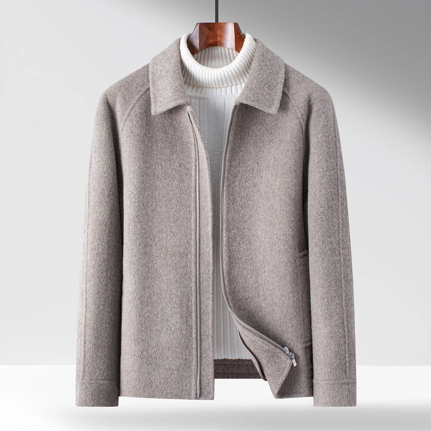 Hadrian Men’s Wool Coat – Soft Wool-Blend Zip-Up Jacket