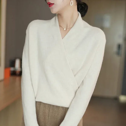 Clara Wool V-Neck Sweater – Refined Knitwear for Timeless Layering
