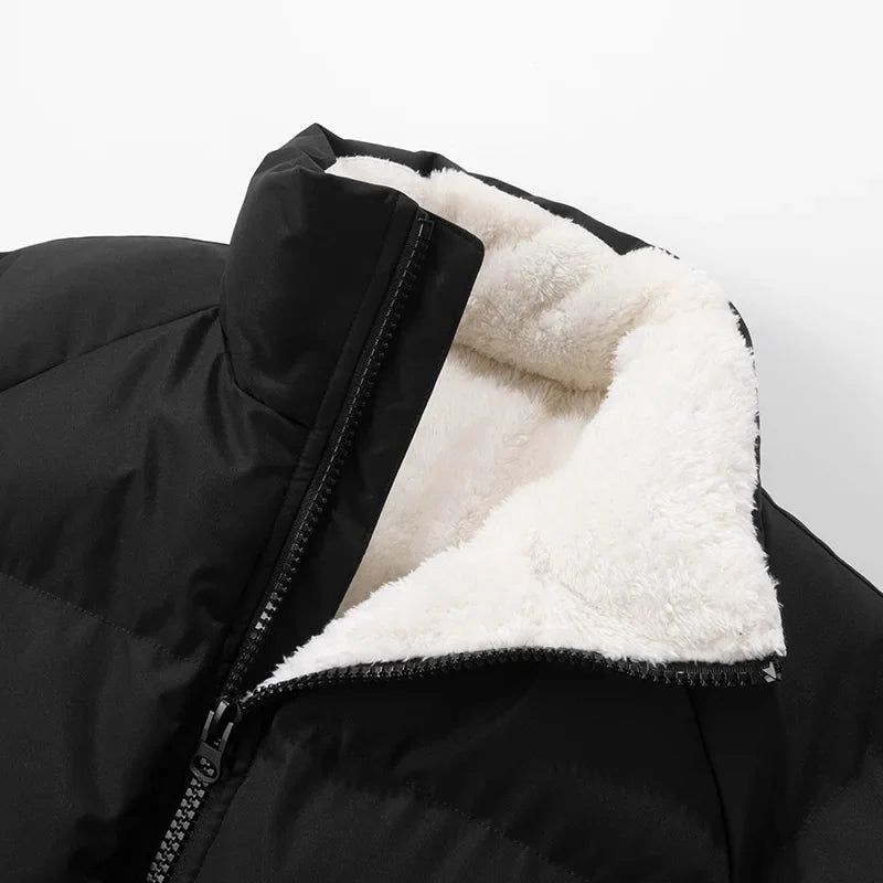 Alarico Men’s Winter Jacket – Cotton-Blend Fleece-Lined  High Neck Puffer Jacket