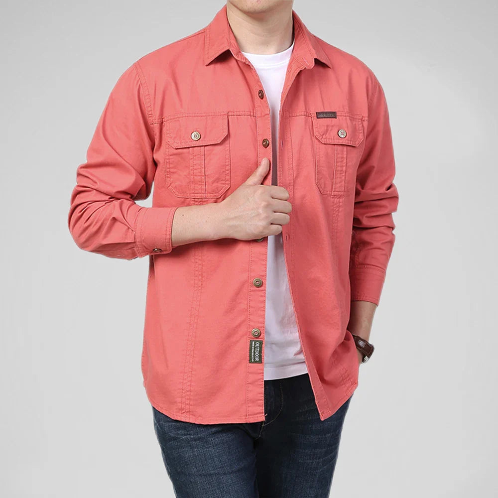 Rafael Men’s Cotton Shirt – Double-Stitched Outdoor Button-Up Shirt