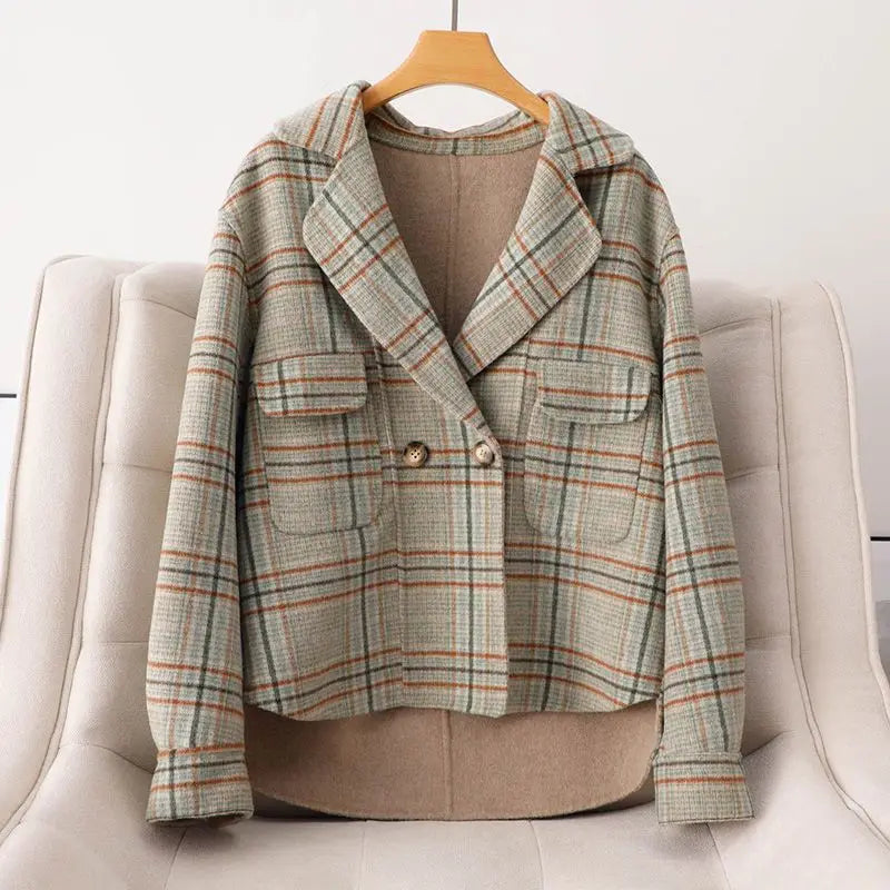 Madeline Women’s Plaid Wool Jacket – Double-Sided Heritage Cut Woolen Jacket